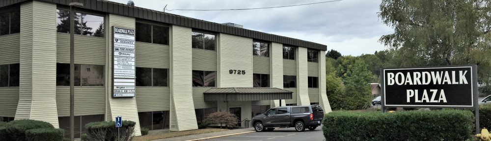 This image shows the exterior of the Boardwalk Plaza Building